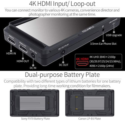 (4K) FEELWORLD F5  5 Inch DSLR On Camera Field Monitor
