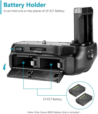 Battery Grip for Canon EOS 800D/Rebel T7i/77D/Kiss X9i/9000D Camera (BG-E17)