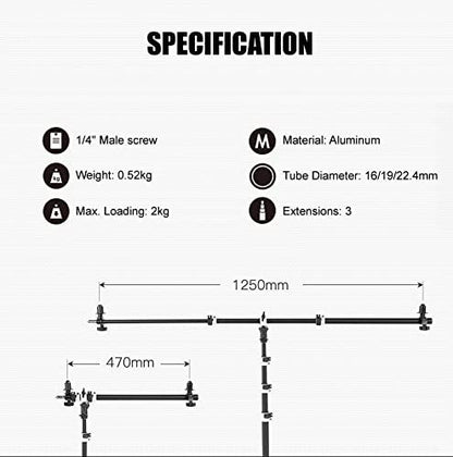 Fotoconic Multi Functional Reflector Holder, Boom Arm, Background Crossbar