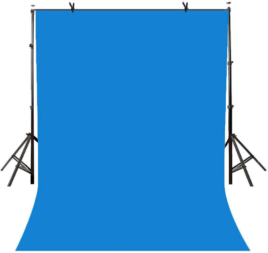 3X6M PVC Vinyl Studio Backdrop Blue with black backing and stands