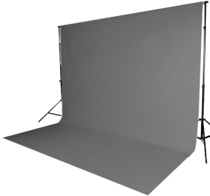 3X6M PVC Vinyl Studio Backdrop Grey with black backing and stands