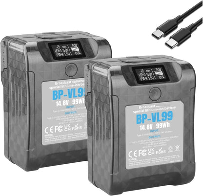 V-Lock Lithium Battery：For BP-VL99 14.4V 99Wh V Mount Battery W LCD Display V Lock V Shape Li-ion Battery For Video & DSLR Cameras