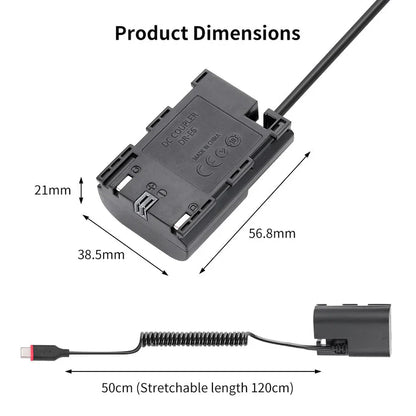 KingMa TC-LPE6 LP-E6 USB-C Replacement Dummy Battery Adapter for Canon