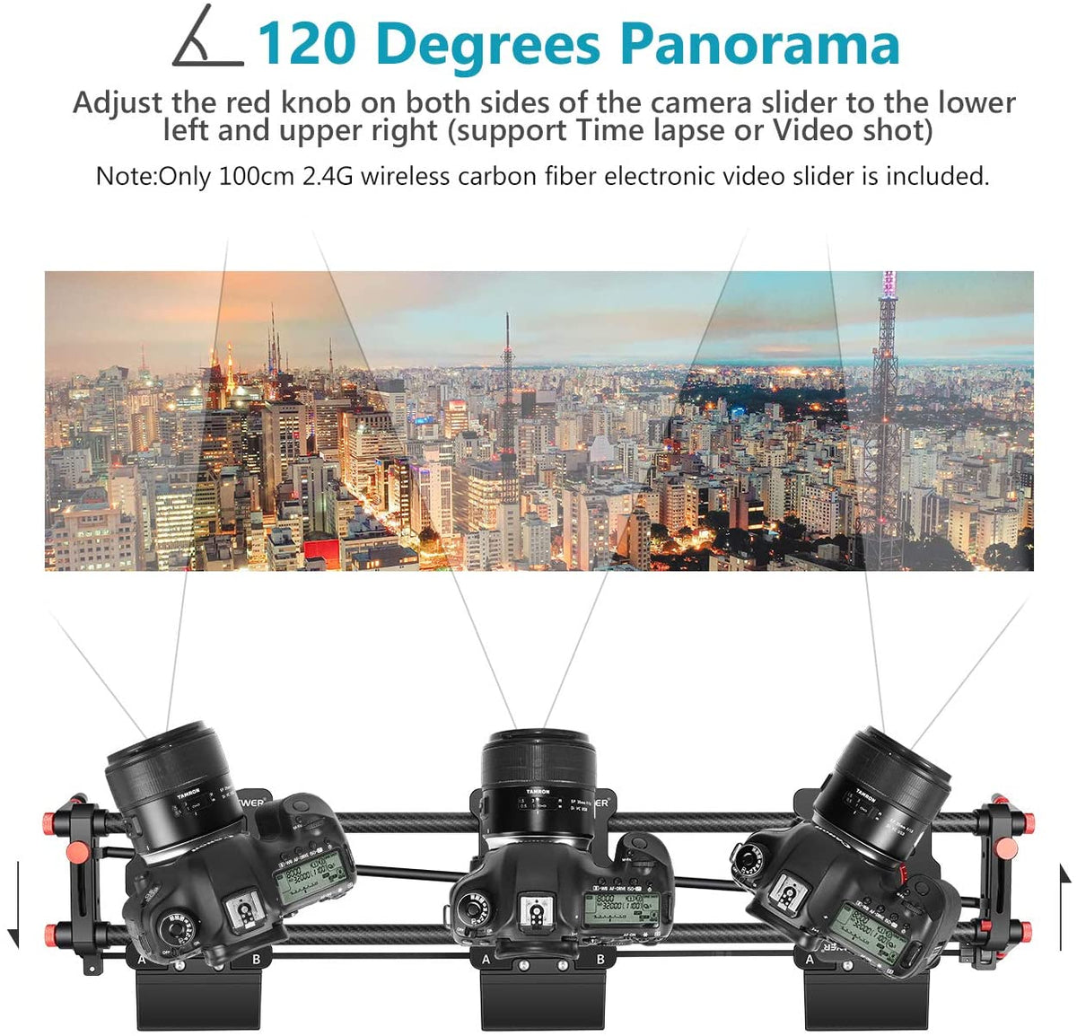 100CM Motorized Camera Slider with Remote control