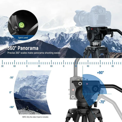 Neewer BASICS TP37 74"/187cm Aluminium Video Tripod with Fluid Head