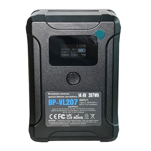 Type-C Mini V Mount Li-ion Battery 207W BP-VL207 PD65W Powerful Input and Output